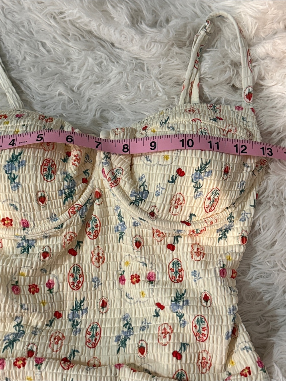 Dippin Daisy Women’s Floral Cream One-Piece Swimsuit with Molded Cups L - Picture 5 of 9